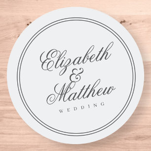 Elegant Simple Classic White Wedding Classic Round Sticker