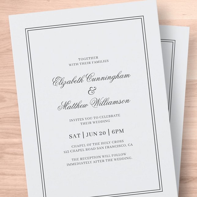 Elegant Simple Classic White Wedding Invitation (Creator Uploaded)