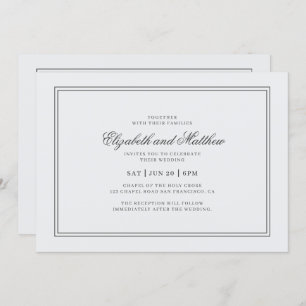 Elegant Simple Classic White Wedding Invitation