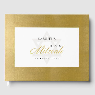 ELEGANT SIMPLE CLEAN FAUX GOLD BAR BAT MITZVAH GUEST BOOK