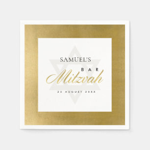 ELEGANT SIMPLE CLEAN FAUX GOLD BAR BAT MITZVAH NAPKIN