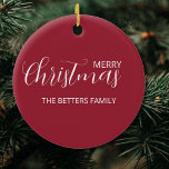 Elegant Simple Clean Frosted Berry Christmas   Ceramic Ornament<br><div class="desc">Elegant,  simple,  clean,  Frosted Berry Christmas Ceramic Ornament with white handwritten personalised stylish text. 
This stylish design will make you feel special this holiday season</div>