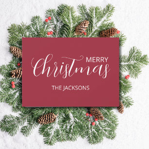 Elegant Simple Clean Frosted Berry Christmas Holiday Card