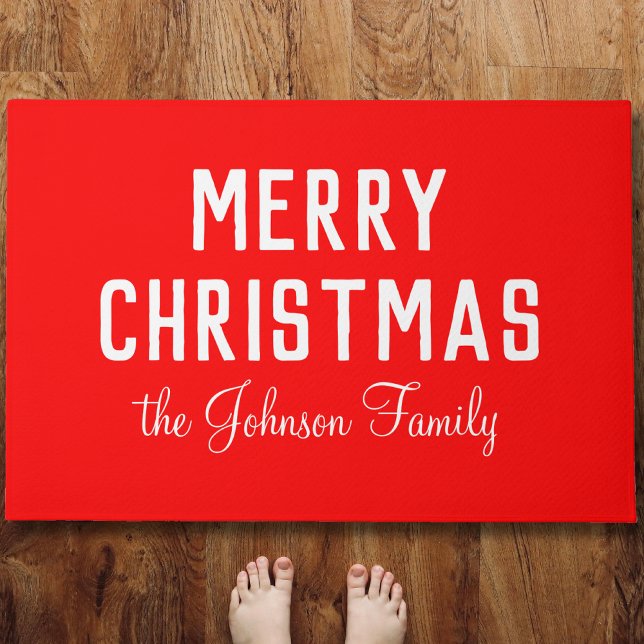 Elegant Simple Clean Red Christmas   Doormat (Creator Uploaded)
