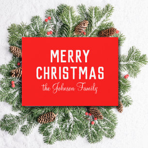 Elegant Simple Clean Red Christmas   Holiday Card