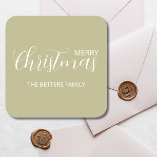 Elegant Simple Clean Sage Green Christmas Square Sticker