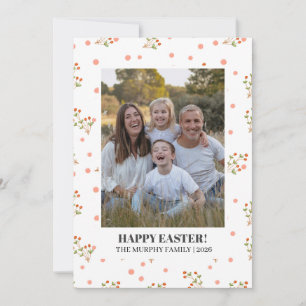 Elegant Simple Colorful Floral Easter Family Photo Holiday Card