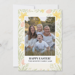 Elegant Simple Colorful Floral Easter Family Photo Holiday Card