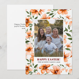 Elegant Simple Colourful Floral Easter Family Phot Holiday Card