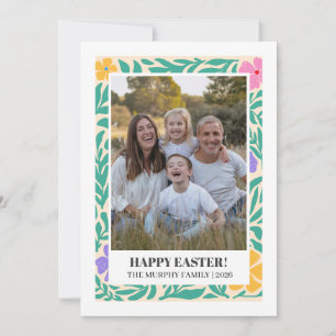 Elegant Simple Colourful Floral Easter Family Phot Holiday Card
