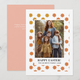Elegant Simple Colourful Floral Easter Family Phot Holiday Card