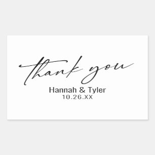 Elegant Simple Contemporary Handwriting Thank You Rectangular Sticker