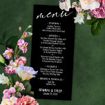 Elegant Simple Contemporary Typography Black Menu<br><div class="desc">This suite's distinction is due to the contemporary handwriting font used for accent phrases. In this specific piece, this elegant typeface was used to create a graphic that simply reads "menu" at the top. Use the template fields to add your personal details. The background can be changed to any colour...</div>