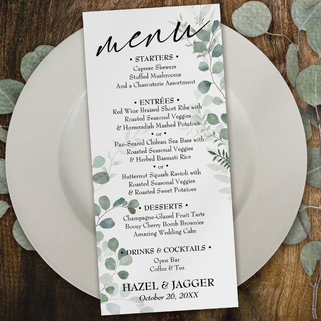 Elegant Simple Contemporary Typography Greenery Menu (Creator Uploaded)