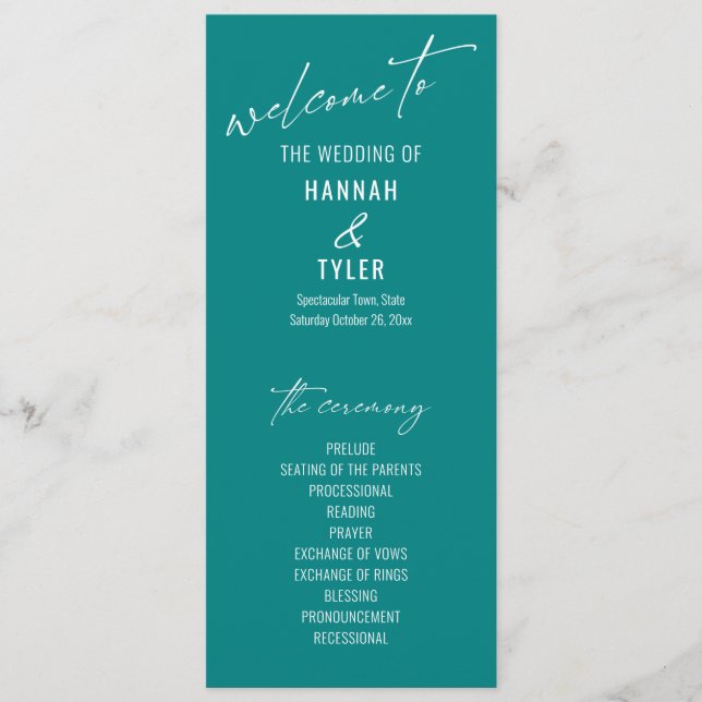 Elegant Simple Contemporary Typography Teal Program (Front)