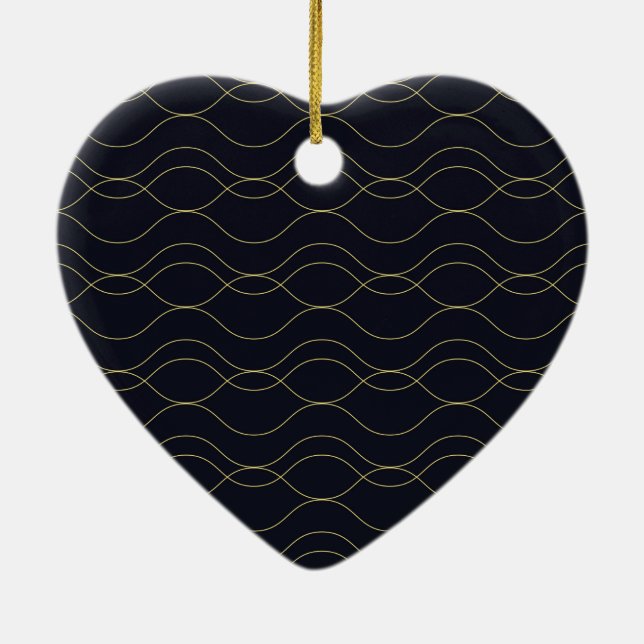 Elegant, simple, cool, trendy wavy illustration ceramic ornament (Back)