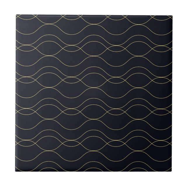 Elegant, simple, cool, trendy wavy illustration ceramic tile (Front)