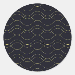 Elegant, simple, cool, trendy wavy illustration classic round sticker