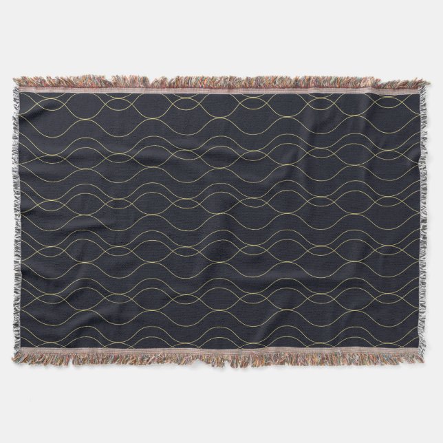 Elegant, simple, cool, trendy wavy illustration throw blanket (Front)