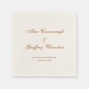 Elegant Simple Copper and Ivory Wedding Napkin