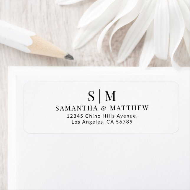 Elegant Simple Couple Monogram Return Address  Label (Insitu)
