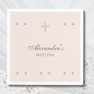 Elegant Simple Cross Christening Christian Baptism Napkin