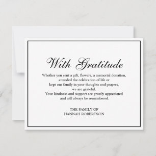 Elegant Simple Cross Funeral Flat Thank You Card