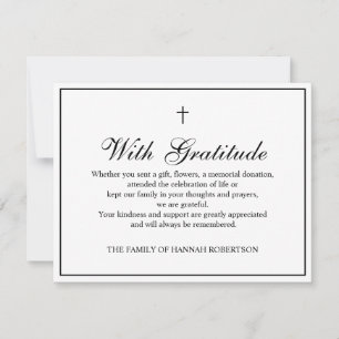 Elegant Simple Cross Funeral Flat Thank You Card