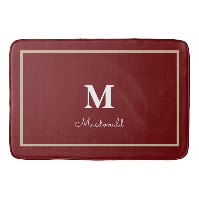Elegant Simple Custom Monogram  Bath Mat (Front)