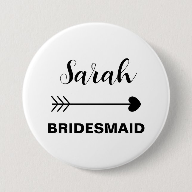 Elegant & Simple Custom Name Bridesmaid 7.5 Cm Round Badge (Front)