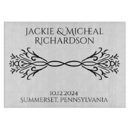 Elegant Simple Custom Names Date Wedding Gift Cutting Board