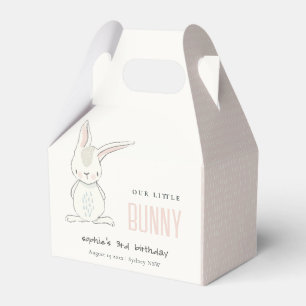 Elegant Simple Cute Bunny Pink Blush Kids Birthday Favour Box