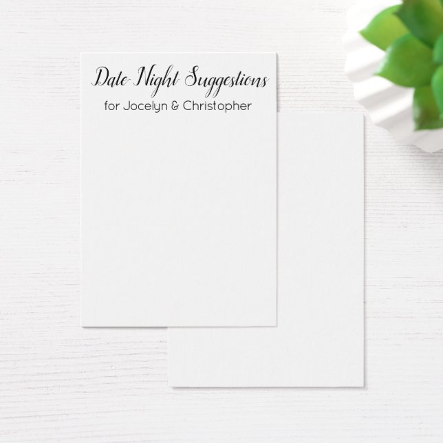 Elegant, Simple Date Night Suggestions Card (Desk)