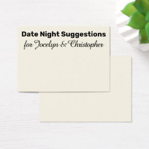 Elegant, Simple Date Night Suggestions Cream Card