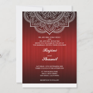 Elegant simple Deep Red Paisley Indian Hindu Invitation