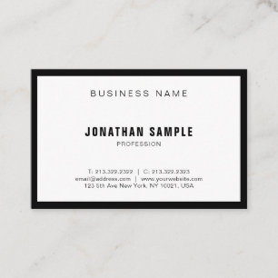 Elegant Simple Design Black White BW Plain Modern Business Card
