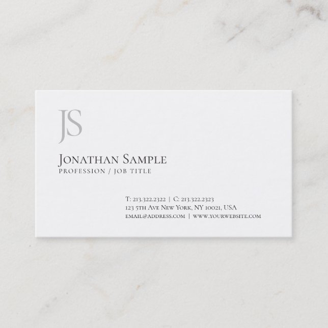 Elegant Simple Design Monogram Professional Chic Business Card (Front)
