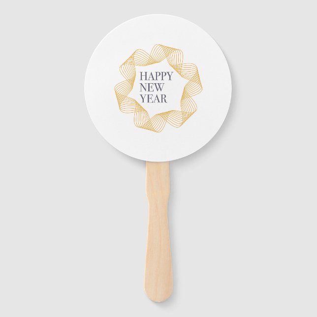 Elegant, simple design of "Happy New Year" Hand Fan (Front)