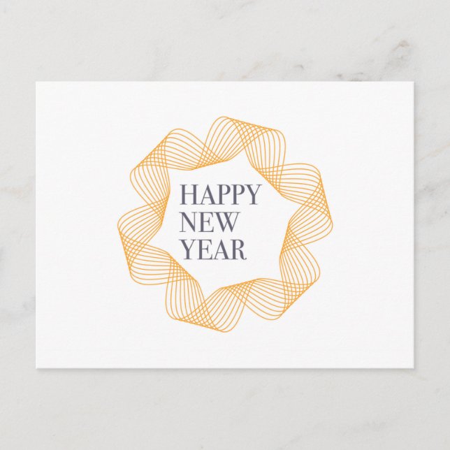 Elegant, simple design of "Happy New Year" Holiday Postcard (Front)