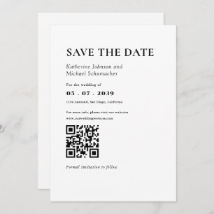 Elegant & Simple details & QR Code Wedding Save The Date