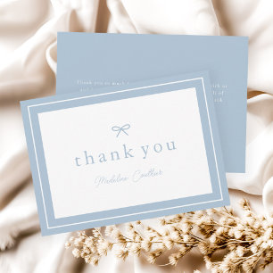 Elegant Simple Dusty Blue Boys Baby Shower Thank You Card