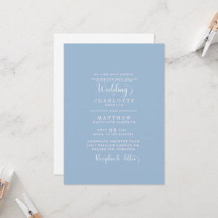  Elegant Simple Dusty Blue Wedding  Invitation