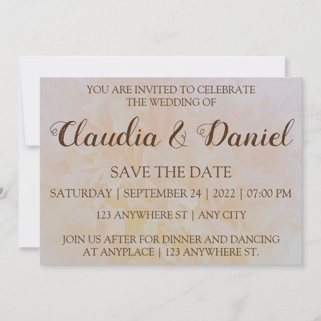 Elegant simple dusty peony floral save the date (Front)