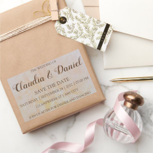 Elegant simple dusty peony floral wedding rectangular sticker