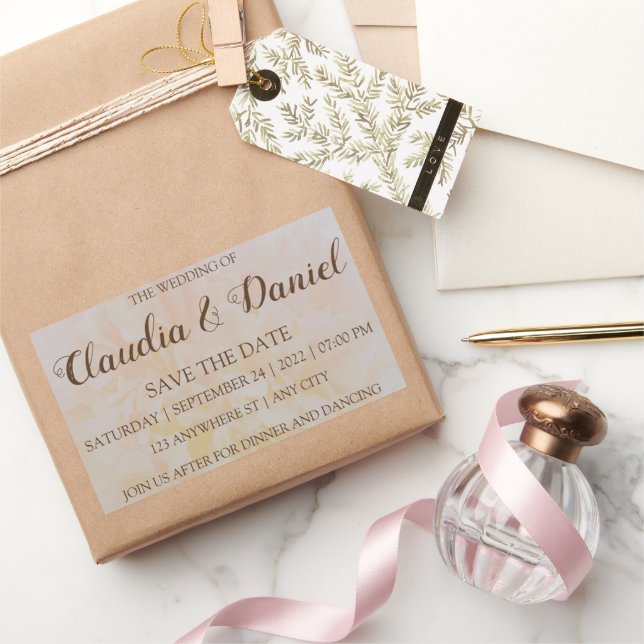 Elegant simple dusty peony floral wedding rectangular sticker (Gifting)