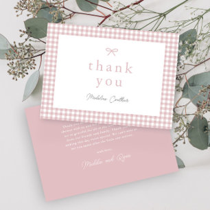 Elegant Simple Dusty Pink Girls Baby Shower Thank You Card