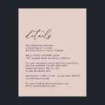 Elegant Simple Dusty Rose Wedding Details Enclosure Card<br><div class="desc">Designed to coordinate with our Romantic Blooms wedding collection,  this customisable Guest Information Details card,  features features a solid dusty rose background and calligraphy script graphic text,  paired with a classy serif & modern sans font in black. Matching items available.</div>