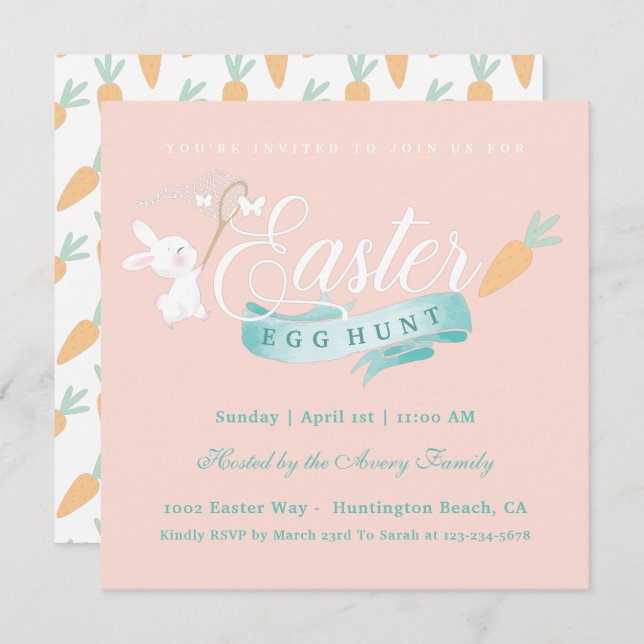 Elegant Simple Easter Egg Hunt Invitation (Front/Back)