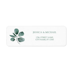 Elegant Simple Eucalyptus Botanical Green Wedding Return Address Label