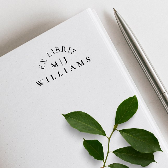 Elegant Simple Ex Libris Custom Name Initials Self-inking Stamp (Creator Uploaded)